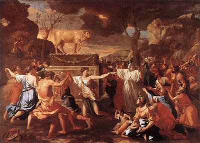 La adoración del becerro de oro de Nicolas Poussin